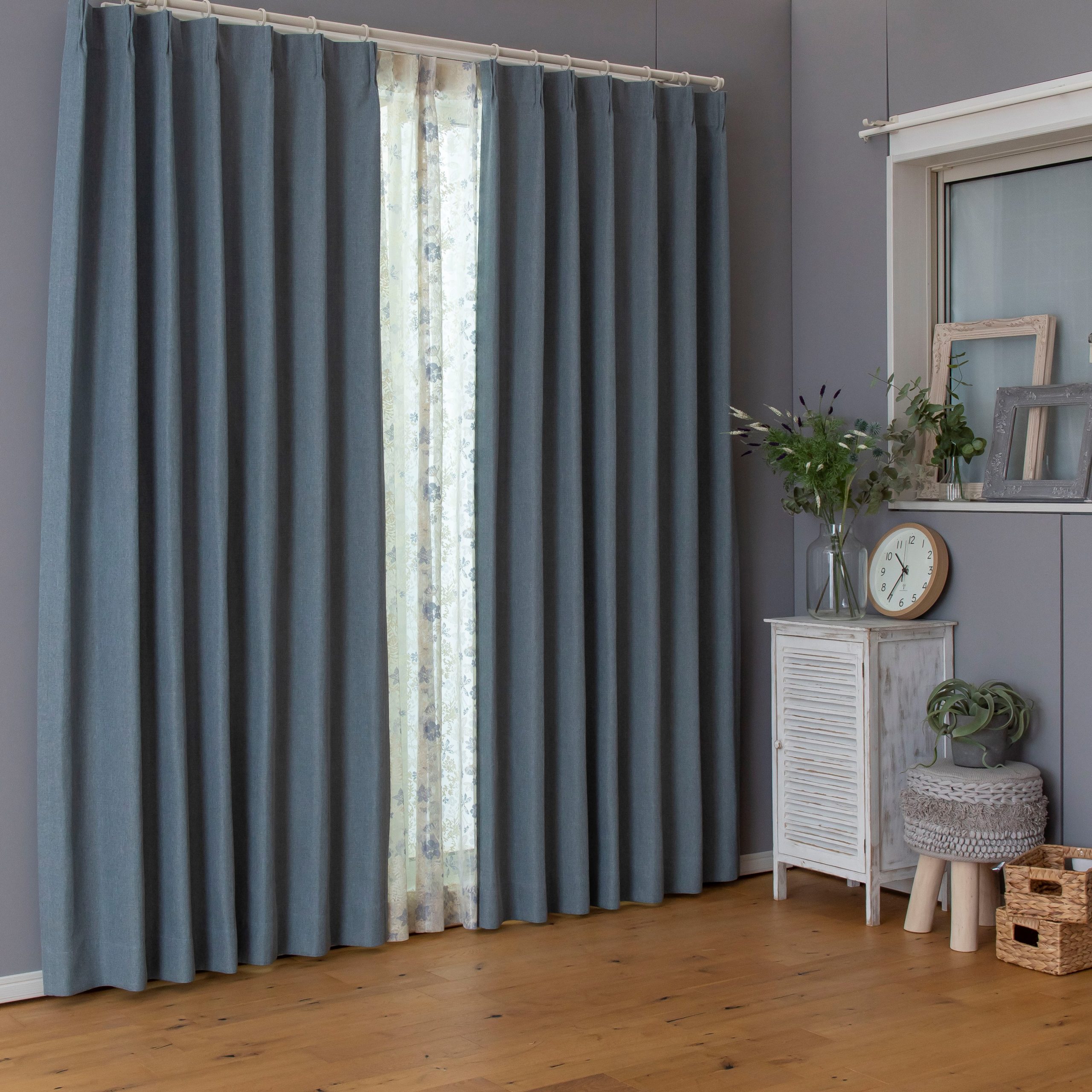 ブルー×テラコッタ unicoカーテン